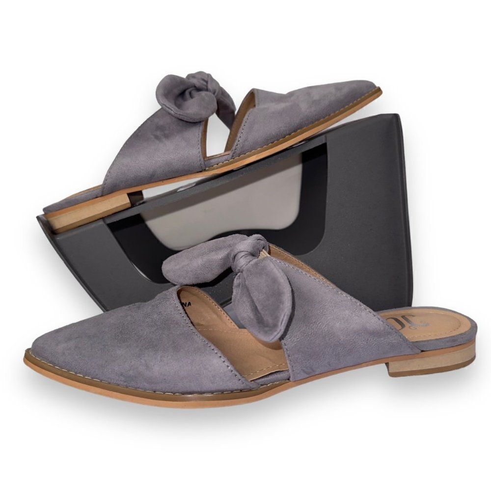 Journee Collection Telulah Pointed‎ Toe Slip-on Flat Grey Velvet Women's 6
